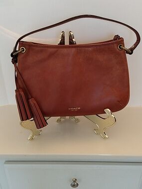 Coach 26601 Legacy Double Gusset Shoulder Bag Purse Camel Color
